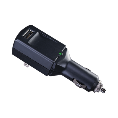 Cargador USB Portátil, Con Entrada 120 Vca o Toma Vehicular (encendedor de cigarrillos), Puerto USB de 5 Vcc 1 Amp