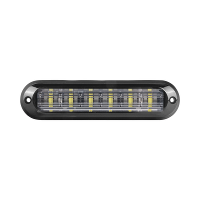 Luz Auxiliar Ultra Brillante  IP67 de 6 LEDs, Color Rojo/Azul, con mica transparente y bisel negro