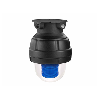 Luz de advertencia LED a prueba de explosión adecuado para su uso en Clase I, Div. I, Grupos C y D; Clase I, Div. 2, Grupos A, B, C y D; Clase II, Div. 1, Grupos E, F y G; Clase III, color Azul, 24 VCD