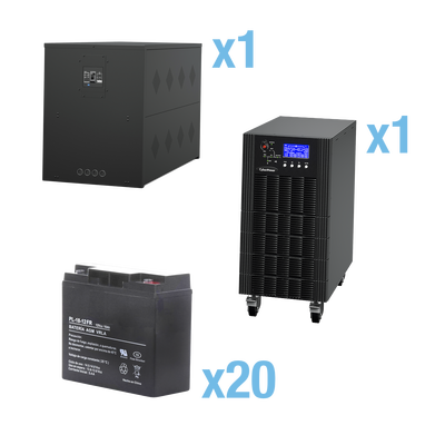 UPS Trifásico de 10 kVA/10 kW, Topología Online Doble Conversión, Voltaje de 208/220 Vca de L-L, Respaldo de 5 Minutos al 100% de Carga, Incluye Módulo y Banco de Baterías