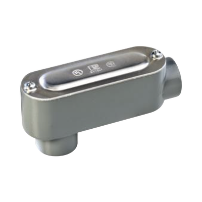 Caja oval roscada tipo LB de 2 1/2"  L (50.8 mm) Incluye tapa y tornillos.