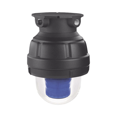 Luz LED, a prueba de explosiones, UL y cUL para Clase I, División 1, Grupo C y D; Clase I, División 2, Grupos A y B; Clase II, División 1, Grupos E, F y G; Clase III, 120-240 VCA, Azul