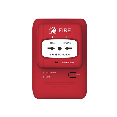 (HikFire) Botón Manual de Alarma contra Incendios / Comunicación LoRa / Indicador Multicolor / Reseteo con Llave / Instalación en Pared