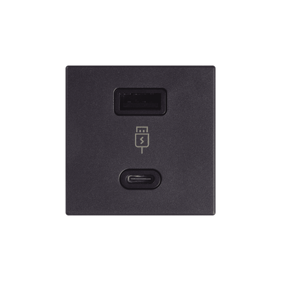 (K126F/14) 2x USB TIPO A+C 5VCD 4,2A Color Grafito