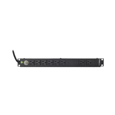 Multicontacto Horizontal (PDU) de 8 Contactos (NEMA 5-15R) Rack 19" 1UR. Voltaje Entrada/Salida: 120Vca/15A