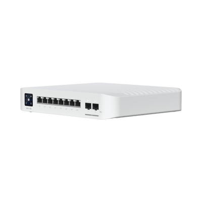 Switch UniFi Pro 8 PoE Administrable Capa 3, 8 puertos GbE / (6) puertos POE+ af/at y (2) puertos POE++ 802.3bt / (2) puertos SFP+ 10G / 120W de presupuesto POE