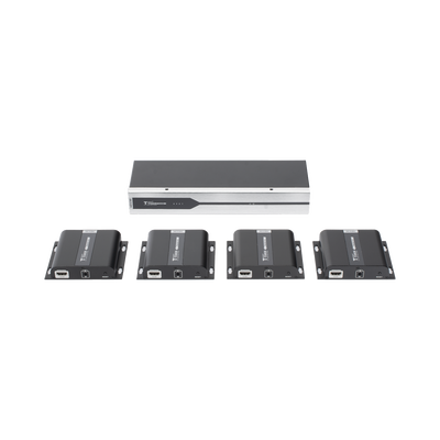 Kit Divisor y Extensor HDMI (Extender Splitter) | Divide 1 Fuente HDMI a 4 Pantallas | Extiende la señal HDMI hasta 120 m | Resolución 4Kx2K @ 60 Hz | Cat 6/6a | Uso 24/7 | Longitud del cable autoajustable