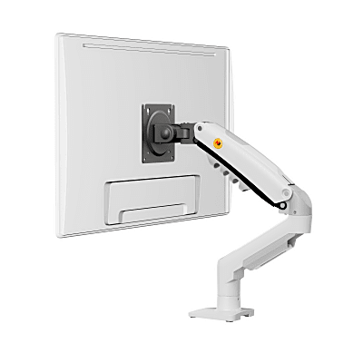 Brazo Ajustable para Monitor Ergonómico / Compatible con Monitores de 17" - 30" / Capacidad de Peso hasta 9 kg / Rotación 360° / Inclinación +85° a  -30° / Giro 180° / Ajuste de Resorte de Gas / Color Blanco