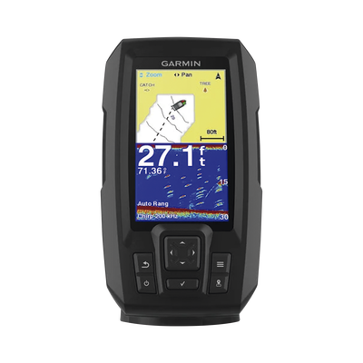 Fishfinder STRIKER™ Plus 4 con GPS Integrado / Pantalla QSVGA 272 x 480 píxeles / Frecuencias 50-200 kHz / Potencia 200 W RMS / Tecnología de Ganancia Automática / Sensor de Temperatura / Resistencia al Agua IPX7