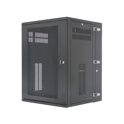 Gabinete PanZone de Montaje en Pared, de 19in, Puerta Ventilada, 18 UR, 635mm de Profundidad, Color Negro
