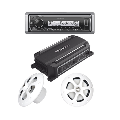 Kit de estereo con Bluetooth KMR-M332BT | Amplificador KAC-M5014  | mas Par de bocinas KFC-1613MRW