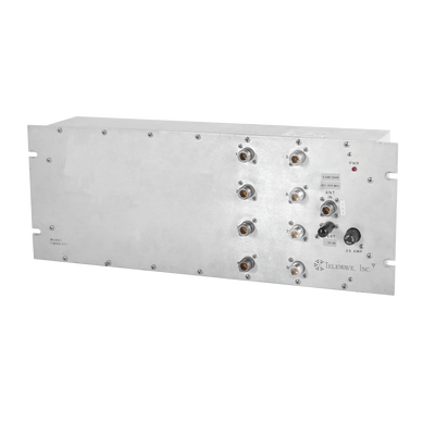 Multiacoplador UHF, 806-960 MHz, 8 puertos, 0-18 dB de Ganancia, 40 MHz, Montaje Rack 19", N Hembras.