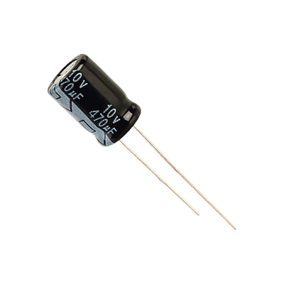 Capacitor Electrolítico de Aluminio, Radial de 470 µFd, 10 Vcc, 105 °C, 6.3 x 11 mm.