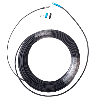 Rollo de Fibra Óptica Drop Redonda G657A2 Monomodo Simplex de 200 Metros con Conectores SC/UPC-SC/UPC para Instalaciones Aéreas o a la Intemperie