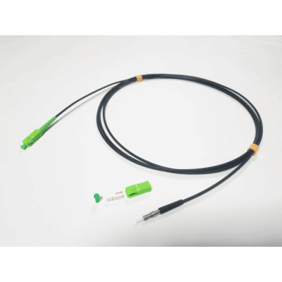 Rollo de Fibra Óptica Drop Redonda G657A2 Monomodo Simplex de 200 Metros con Conectores SC/APC-SC/APC para Instalaciones Aéreas o a la Intemperie