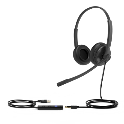 Diadema USB Alámbrica Yealink UH34 Dual Teams C/ Almohadillas de Cuero Compatible con Teléfonos IP Yealink y Computadoras