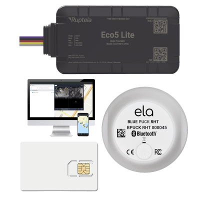 Rastreador Vehicular y Monitoreo de Flota / BLE 5.0 y GNSS / LTE CAT1 y LTE-M con Respaldo 2G / GNSS U-blox / MiKado IP54 / -20 °C a +40 °C / Acelerómetro de 3 Ejes / Suministro 9-32 V / Batería Interna