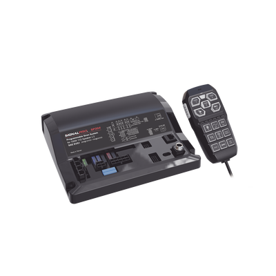 Sirena Vehicular de 200W de Potencia, Con Controlador Unimando de 15 Botones Para Control de Tonos, 12 Salidas Auxiliares y Micrófono