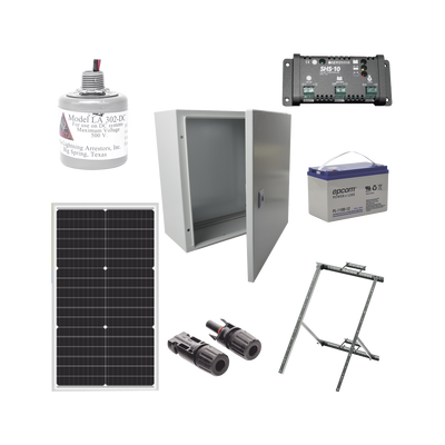 Kit Solar de 12 Vcc para alimentar energizador de cerca electrificada. Instalación de panel en poste.