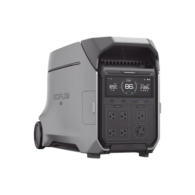 Estación de Energía Portátil DELTA PRO3 / 4096Wh Litio LFP / 5 AC 4000W (8000W Pico) / 2 USB-C 100W / Capacidad para Aumentar Respaldo / Cargador de Coche 10A a 12.6V / Conectividad WiFi y Bluetooth (App) / Carga Solar 2600W Max. (2 P