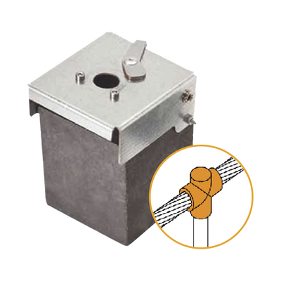 Molde de grafito vertical unión en T vertical de cable 2/0 AWG (pasante) con Pica de 5/8 in (terminal).