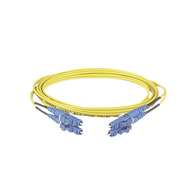 Jumper de Fibra Optica Monomodo 9/125 OS2, LC-LC Duplex, OFNR (Riser), Color Amarillo, 30 Metros