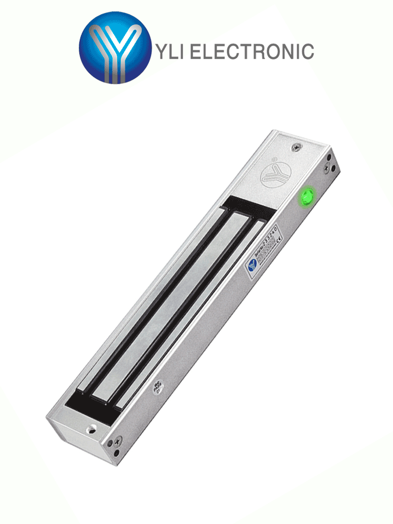 YLI YM280NLED - Cerradura Magnética con LED / Fuerza de Sujeción 280Kg /600Lb / Voltaje Dual 12v/24 VDC / Puertas de madera, vidrio, metálica