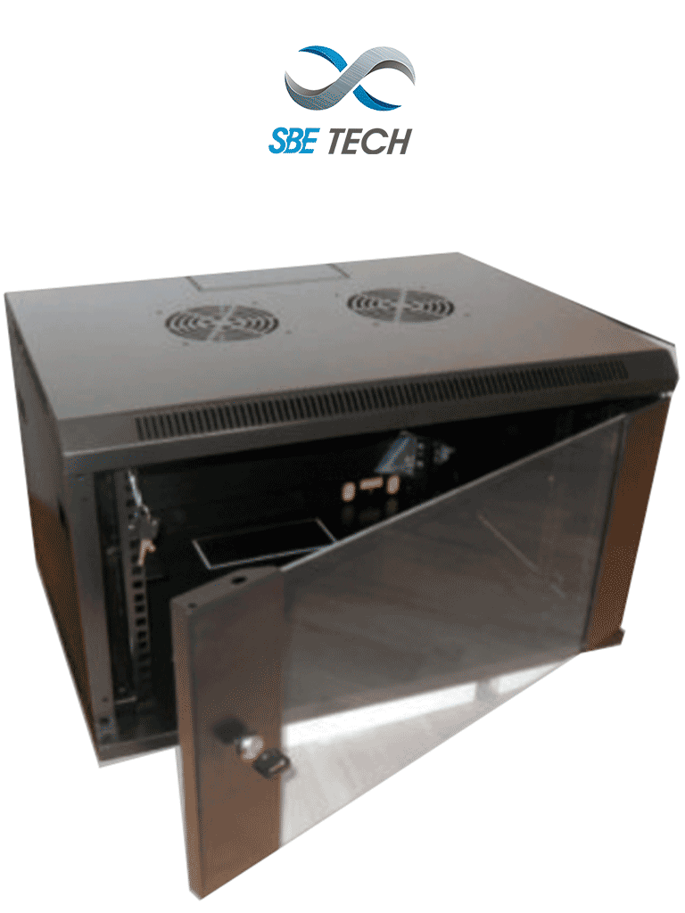 SBETECH GNLPAR6URP - Gabinete de pared 6UR, 60x60 cm, puerta de cristal templado, cerradura y llaves.