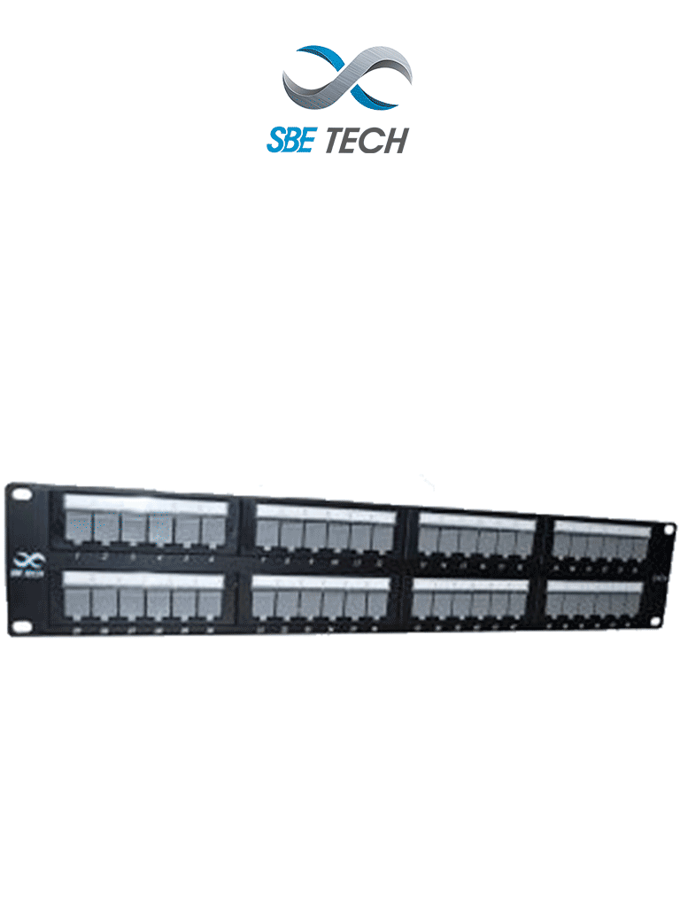 SBETECH PPC648P - Panel de parcheo categoría 6 con 48 puertos, cumple con los estándares ANSI/TIA 568-C.2 e ISO 11801 2a Edición, y es producto certificable