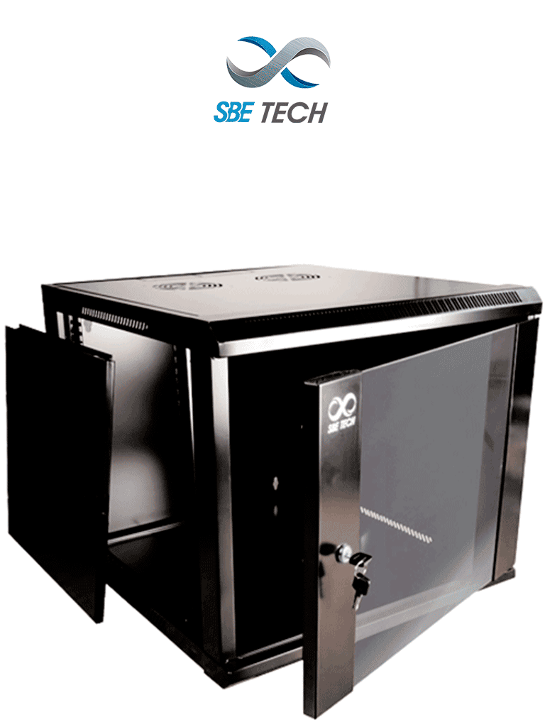 SBETECH GNLPAR9UR- Gabinete de pared de 9 UR con una profundidad de 45.0 cm y puerta delantera de cristal templado.