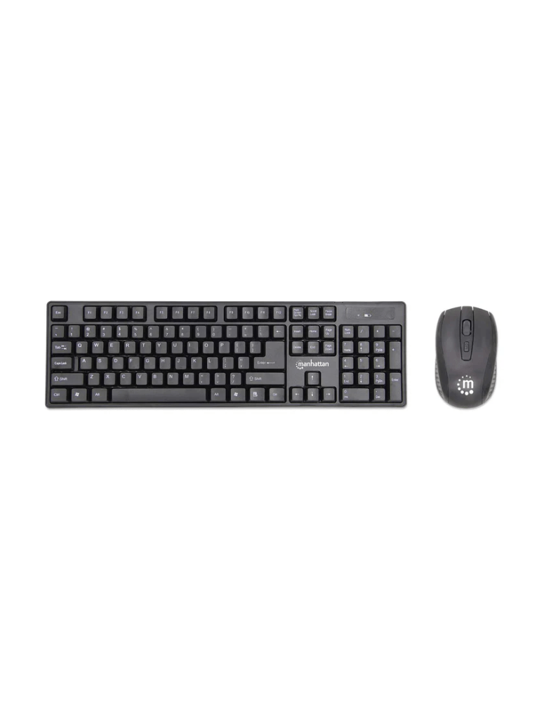 MANHATTAN 178990 - Kit de teclado y mouse óptico inalámbricos / Elegante ratón óptico de 800/1200/1600 ppp, teclado y receptor con modo de ahorro de energía