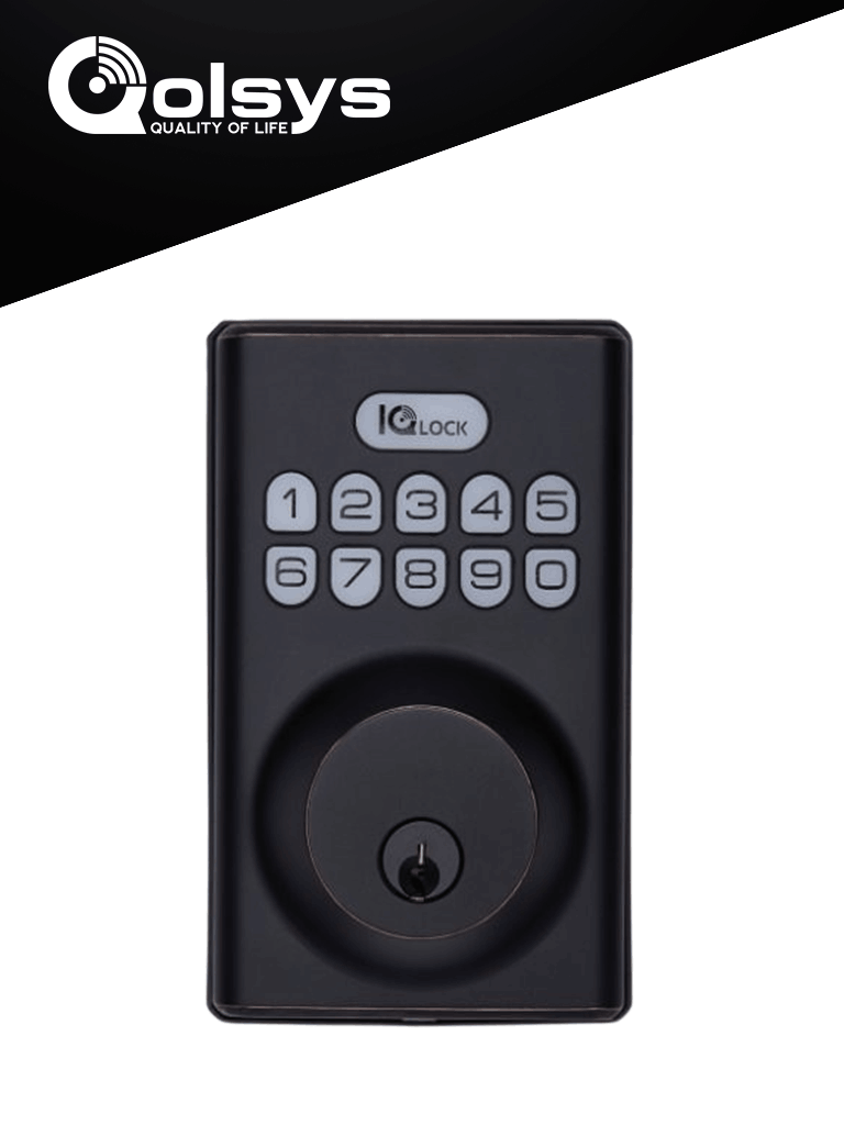 QOLSYS IQDLK-PGK-ORB Cerradura con botón pulsador - Cerradura Inteligente PowerG, color Bronce Aceitado (OIL-RUBBED BRONZE)