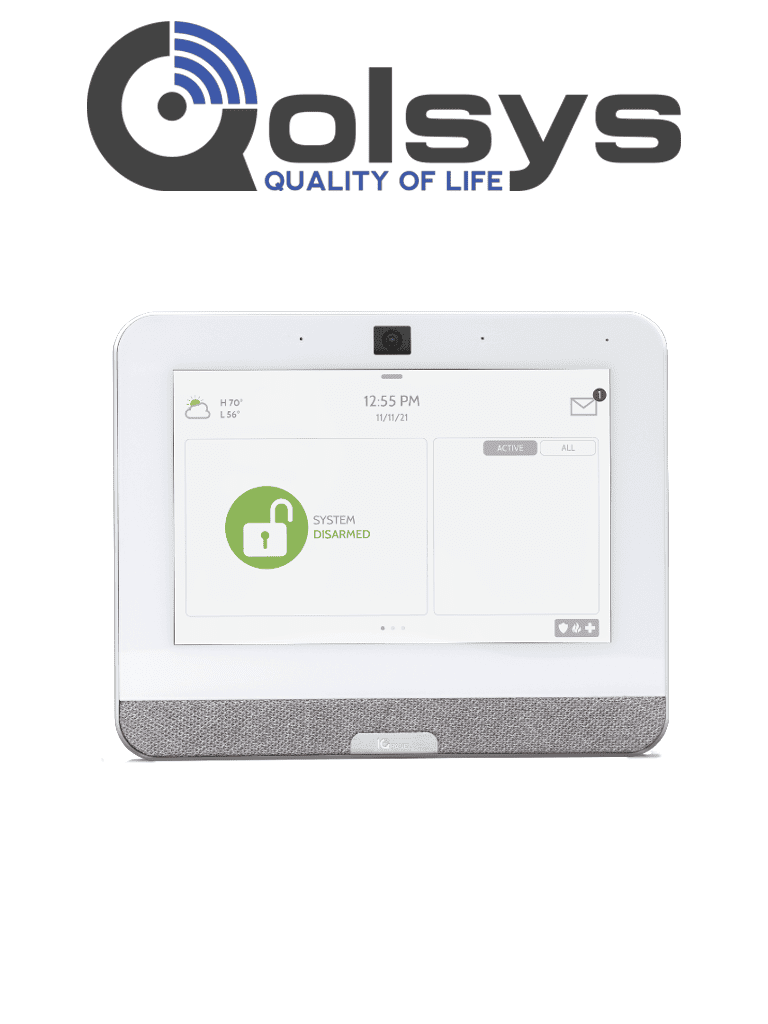 QOLSYS IQP4   - Sistema de Alarma IQPanel4 Autocontenido , con Pantalla Tactil de 7", Power G 915 Mhz  . Con 4 Bocinas integradas (4W). Para la plataforma Alarm.com