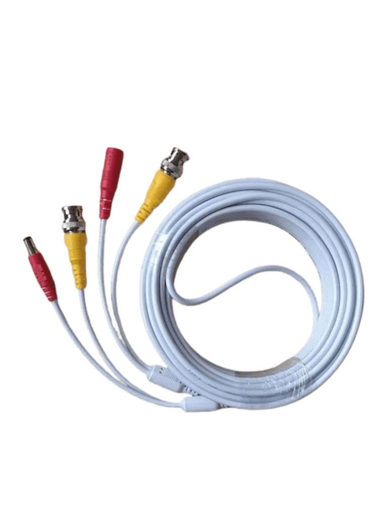 TCE LMG-BNC10W-Cable Coaxial Armado de 10 Metros para Video y Energía / Color Blanco / Soporta Cámaras HD / Conectores BNC y de Energía  /  Soporta: AHD/CVI/TVI/CVBS