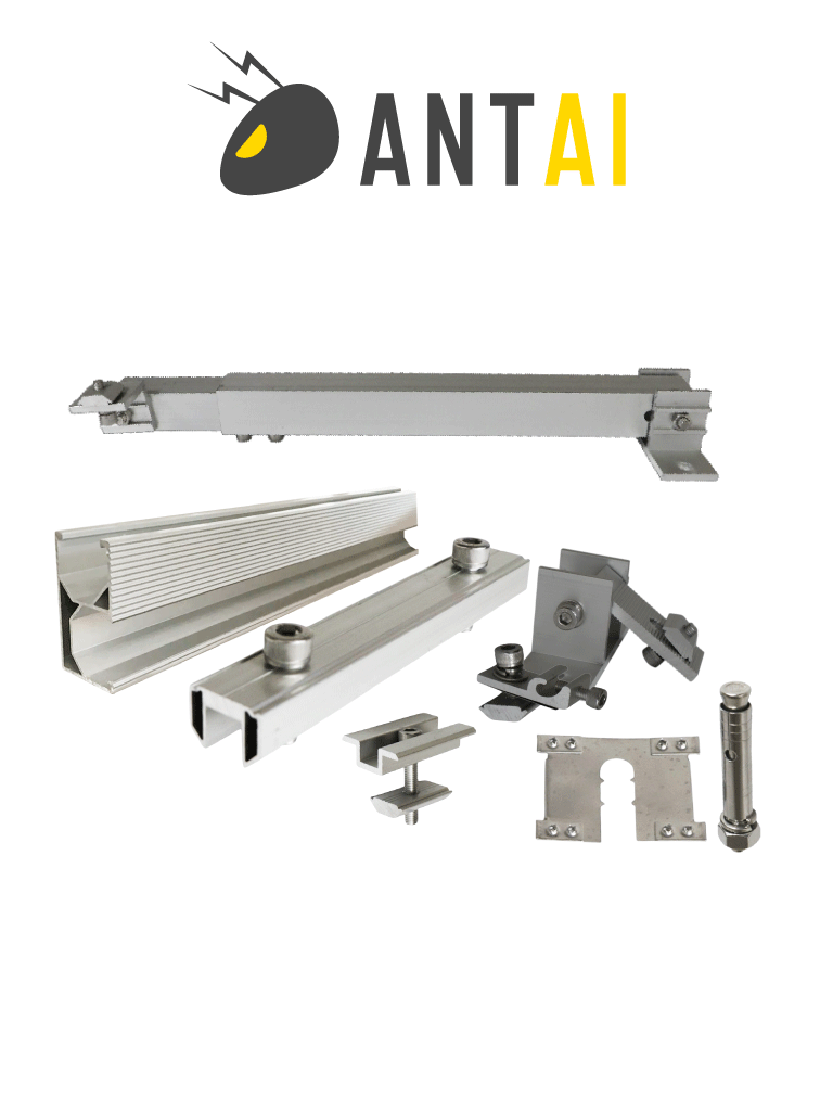 ANTAI STFLTRF - Kit de estructura de aluminio para 2 módulos con inclinación de 15º a 30º en vertical / Para 2 paneles no incluidos