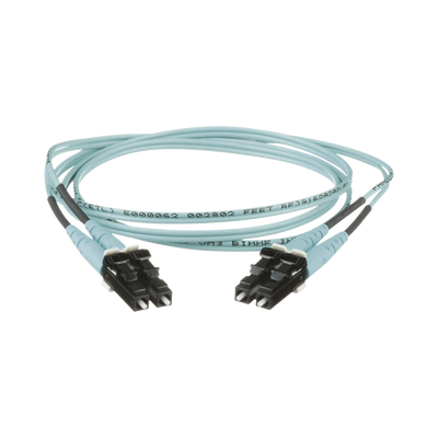 Jumper de Fibra Optica Multimodo 50/125 OM3, LC-LC Duplex, OFNR (Riser), Color Aqua, 8 Metros