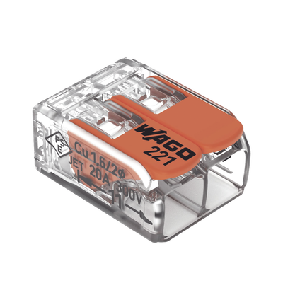 Borna de Conexión WAGO 221-412 / Palancas de Accionamiento / Capacidad 4 mm² / Transparente / CAGE CLAMP® / Compatibilidad con cables AWG 24-12