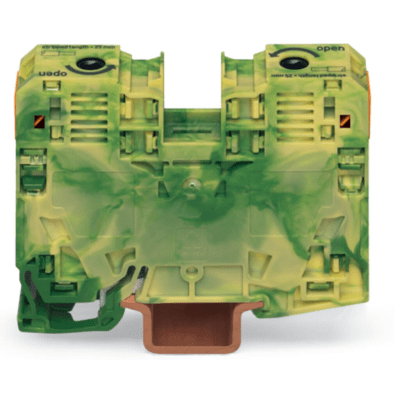 Borna de Tierra / 2 Conductores / 35 mm² / POWER CAGE CLAMP / Montaje en Carril DIN 35 x 15 / Verde-Amarillo / Poliamida (PA66) / Conexión Lateral / Rango de Sección 6-35 mm²