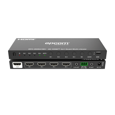 Multivisor HDMI 4x1 | 4K@30Hz | Vista Cuádruple | Cambio Automático/Manual | Control IR