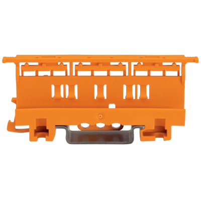 Portador de Montaje de la Serie 221 / 4 mm² / Montaje en Riel DIN-35 y Montaje con Tornillos / Color Naranja / Material PA66 / UL94 V0