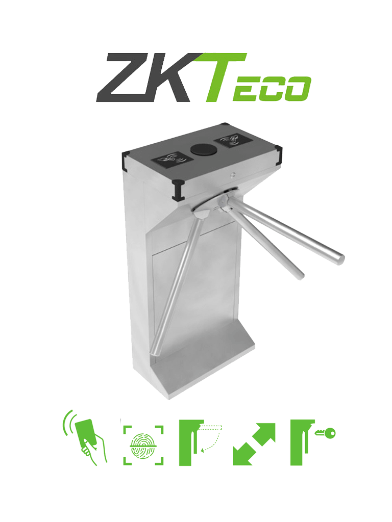 ZKTECO TS1000D - Torniquete Bidireccional / Acero SUS304  / 110V / 25 a 30 x Min / Carril 50 cm / Exterior Protegido / 1 millón de Ciclos / No cuenta con Lectores y Panel / Compatible Rostro, Palma, Huella, Tarjeta, QR