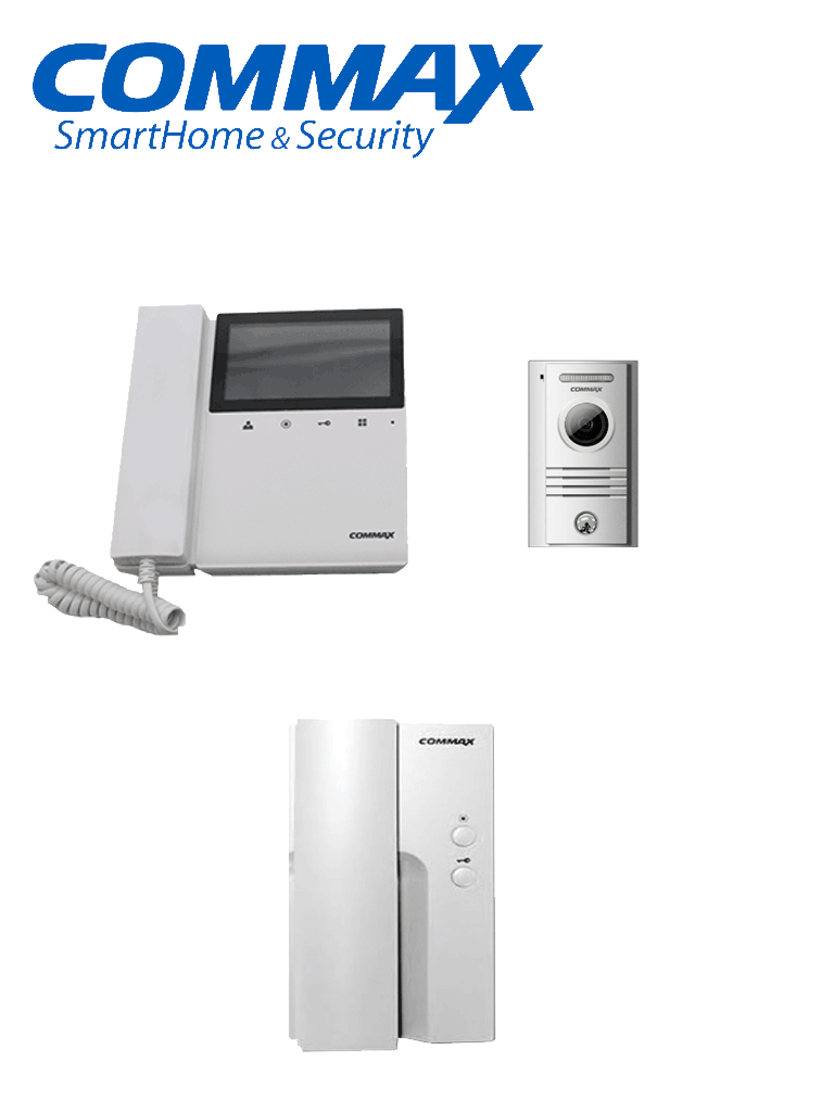 COMMAX CDV43K2DRC40KPAQ - Paquete de videoportero que incluye monitor de 4.3 pulgadas,  frente de calle de aluminio y auricular con conexion al monitor, contesta desde el monitor o el auricular/ Monitor y auricular se intercomunican