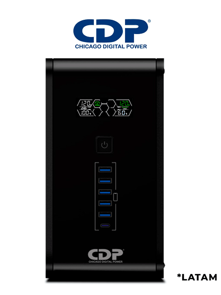 CDP R-Smart1210 - UPS / 1200VA / 720W / Pantalla  LCD / 10 Terminales de salida / 5 Contactos con respaldo y AVR / 5 con supresión de picos