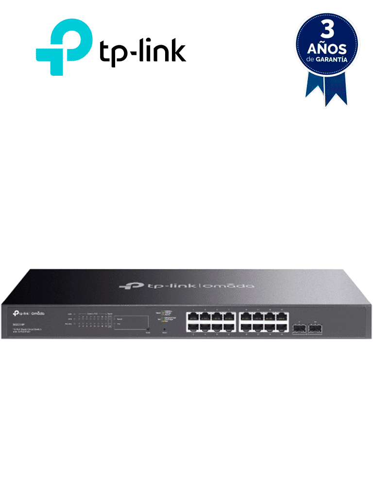 TP-LINK TL-SG2218P - Switch inteligente de 16 puertos POE+ Gigabit JetStram , 2 puertos SFP , POE  802.3at/af , 150W totales , Gestión centralizada con OMADA , soporta QoS L2/L3/L4 y snooping IGMP , IPV6 , ACL , DHCP Snooping, 802.1X.