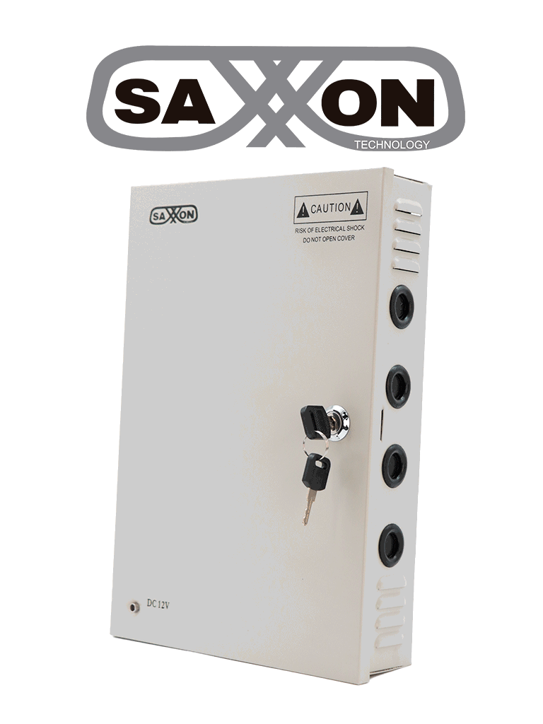 SAXXON SX10A18CH - Fuente de Poder Profesional 12 VCD / 10 Amperes / 18 Canales / 0.5 Amperes por Canal / Protección contra Sobrecargas / Led Indicador de Funcionamiento
