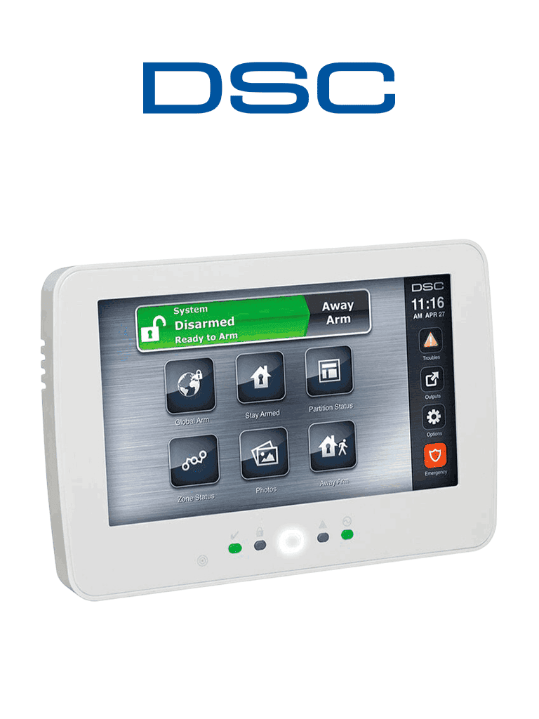 DSC HS2TCHPRO - Teclado Cableado de Pantalla Táctil de 7’’  admite 248 zonas compatible con panel PRO