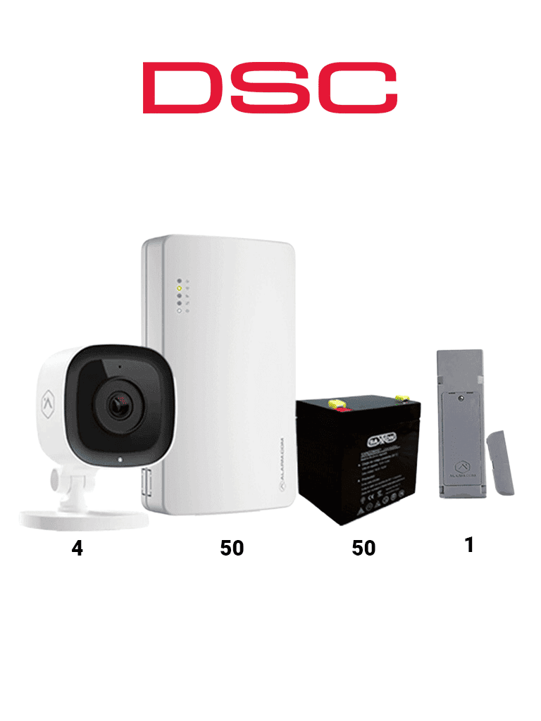 DSC SEM300 50 PACK - Paquete de 50 Comunicadores SEM300  Comunicador Dual, SIM/  IP para PowerSeries de Alarm.com , 50 baterías Saxxon 12V 4.5Ah CBAT45AH, 4 Cámaras de alarm.com ADC-V523X y 1 ADC-FLEX-100-MX-AT - Contacto Magnetico