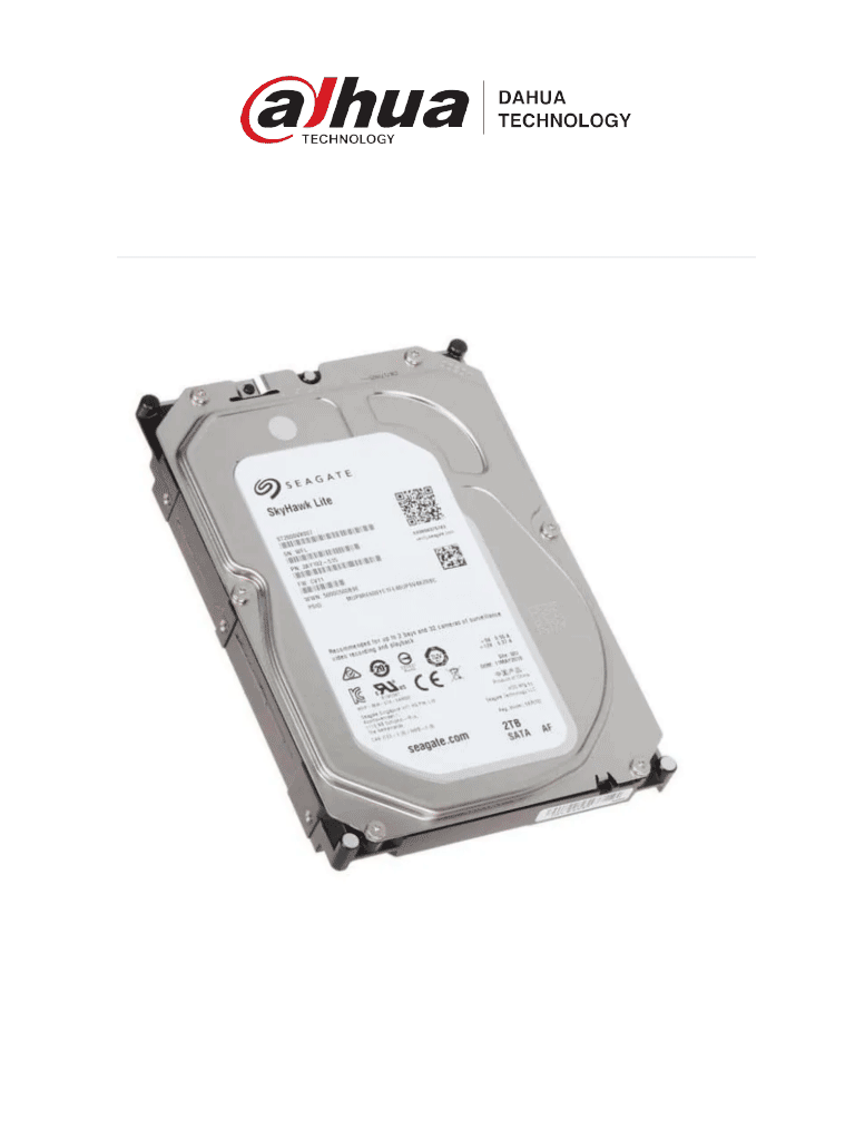SEAGATE ST2000VX016 - Disco duro de 2TB SkyHawk / SATA 6 GB s  /   Hasta 64 cámaras / Hasta 16 Bahías / Función 24/7 Caché 256 MB