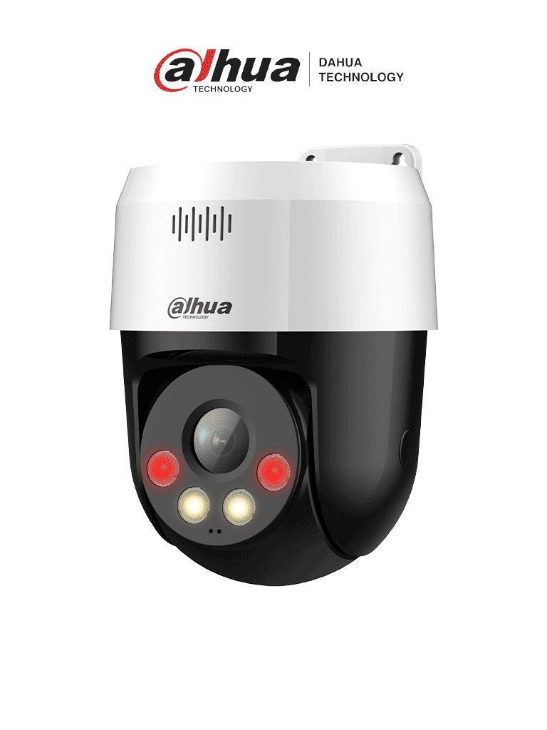 DAHUA DH-SD2A300NB-GNY-A-PV-0400 - Cámara IP PT de 3 MP con Full Color y Disuasión Activa, iluminador dual inteligente, lente fijo, alcance de 30m con IR y luz visible, audio bidireccional, protección IP66, PoE y ranura para microSD./