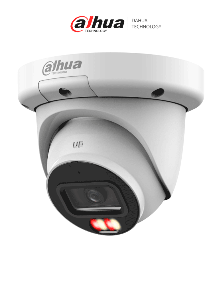 DAHUA DH-IPC-HDW3449QM-S-IL  - Cámara IP Domo de 4 Megapíxeles con Iluminador dual/ WizSense/ Lente de 2.8mm/ 102 Grados de Apertura/ Microfono Integrado/ IR de 50 Metros/ SMD 4.0/ AI SSA/ H.265+/ Ranura para MicroSD/ WDR Real de 120 dB/